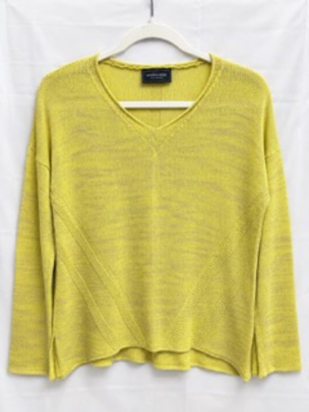 Wooden Ships Lemon Yellow V Neck Oversized Lightweight Knit Sweater S/M